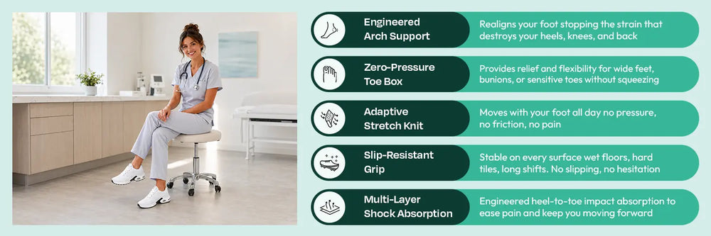 Stay Comfortable Through 12-Hour Shifts Without the Usual Foot, Knee & Back Strain